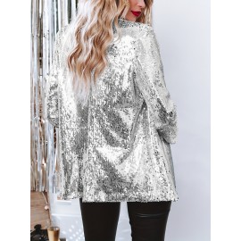 Plus Size - Plus Size, Women'S Elegant Blazer Jacket - Long Sleeve Office & Party Coat, Non-Stretch Fabric, Plus Size Friendly, Formal & Everyday Chic Outerwear for Spring/Fall Seasons, Fall Wardrobe, Spring Fashion, Sophisticated Design