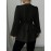 Plus Size, Women's Plus Size Chinese-Style French Button-Up Shirt with Defining Waist - A-Line Long Sleeve Round Neck Top, Solid Color Elegant Blouse for Fall Wardrobe, Machine Washable & all-Season Wear (No transparency)