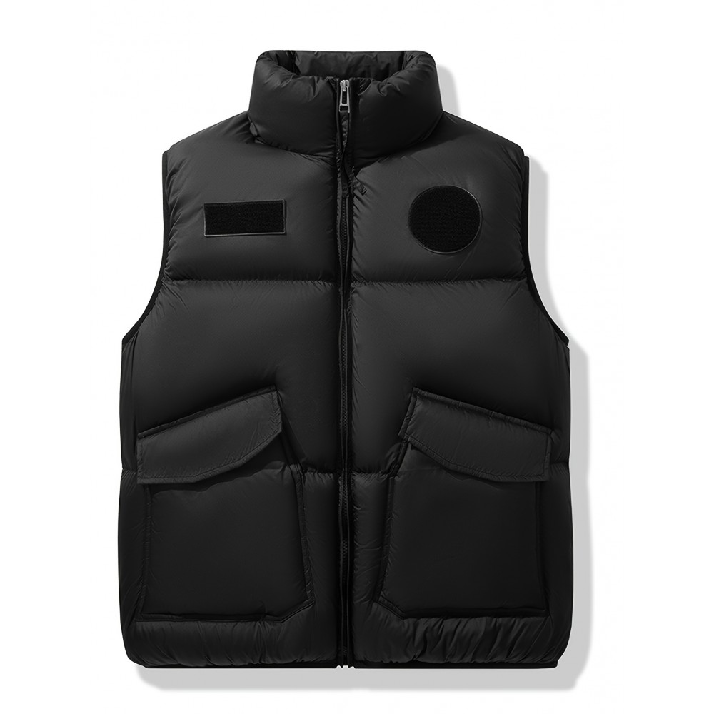 Plus Size Zip Front Vest Jacket, Casual Sleeveless Hooded Jacket with Pockets for Fall & Winter, Women's Plus Size Clothing