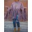 [Plus Size Tassel Top] Plus Size Women's Tassel Top - Vibrant Red Retro Chic Oversized High Neck Long Sleeve Blouse | Batwing Sleeves, Flowy Fabric, Stretchy Machine-Washable | Party & Banquet, Festive Outfit, Fall/Winter Fashion, Casual & Formal Events